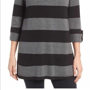 striped 3/4 sleeves knit tunic